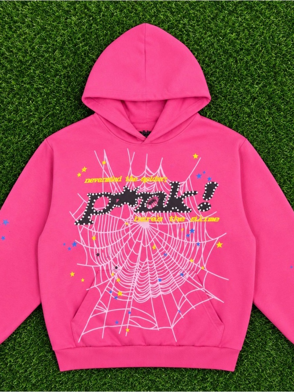 Women's V-Neck Sweater — Bright Pink Graphic Pullover